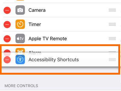 iPhone Settings Control Center Handle Icon Rearrange Move