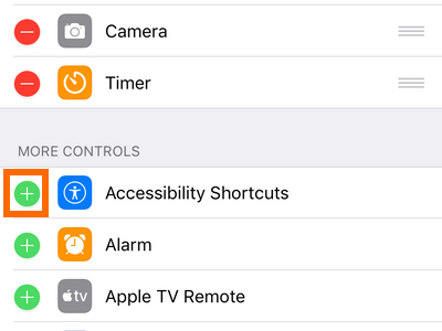 iPhone Settings Control Center Page Add Control