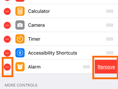 iPhone Settings Control Center Page Delete Control