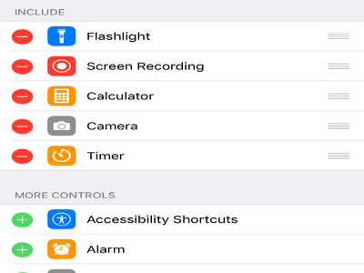 iPhone Settings Control Center Page