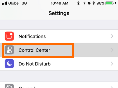 iPhone Settings Control Center