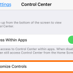 iPhone Settings Customie Control Center