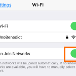 iPhone Settings Wi-Fi Ask to Join Networks ON