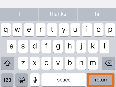 iPhone keyboard enter or return key