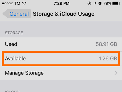 iphone Settings New Available Storage