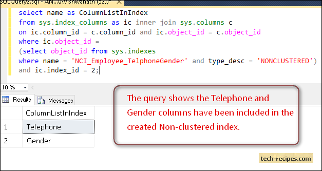 Non_Clustered_Index_SQL_Server_Column_List