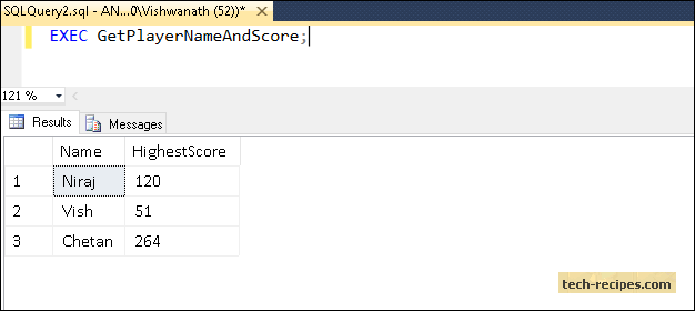 With Execute Result Sets in SQL Server