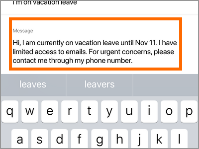 Gmail App Menu Settings Gmail Account Vacation Responder Message