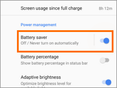 Google Pixel Settings Battery Saver Switch Turned ON