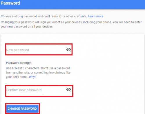 change gmail password