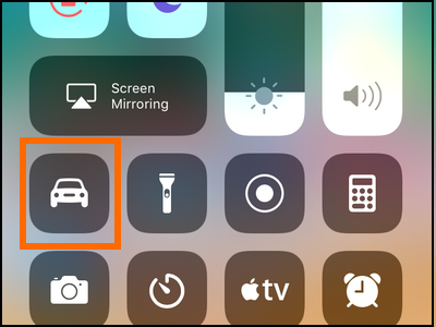 iPhone Do Not Disturb While Driving icon on Control Center