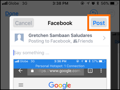 iPhone Edit Screenshot Post to Facebook