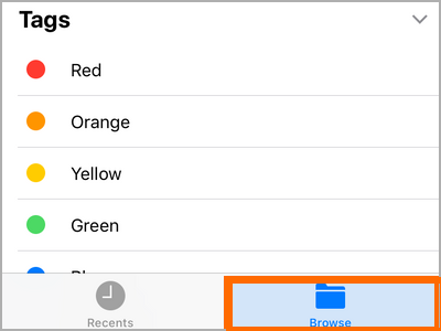 iPhone Files App Browse Tab