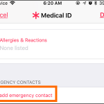 iPhone Health App Medical ID Add Emergency contacts