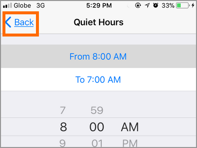 iPhone Settings Do Not Disturb Back Button