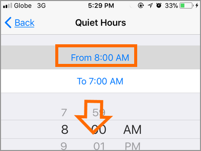 iPhone Settings Do Not Disturb Start Time