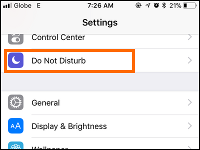 iPhone Settings Do Not Disturb