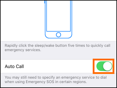 iPhone Settings Emergency SOS Auto Call