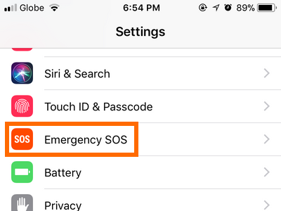 iPhone Settings Emergency SOS