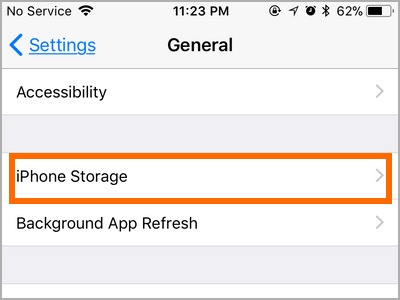 iPhone Settings General iPhone Storage