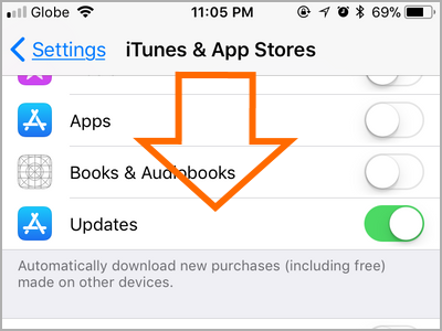 iPhone Settings iTunes and App Store Scroll Down