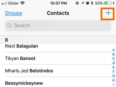 iPhone home Phone Contacts Add Contacts
