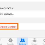 iPhone home Phone Contacts Choose Contact Edit Delete Contact Button