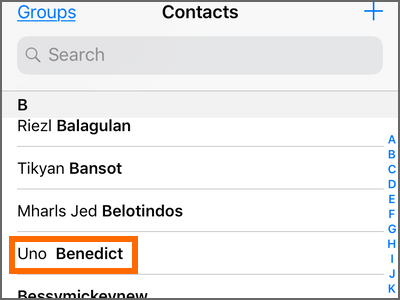iPhone home Phone Contacts Choose Contact