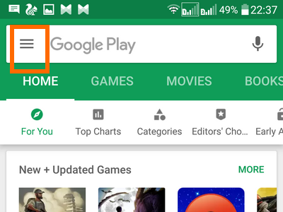 Android Playstore Menu