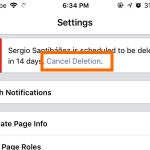 Facebook Manager Cancel Page Deletion