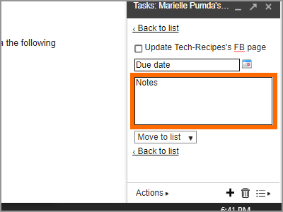 Gmail Menu Google Task Details Enter Notes