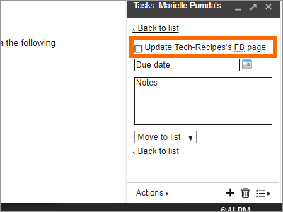 Gmail Menu Google Task Details Tick Complete