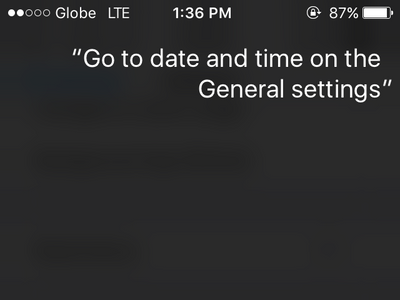 iPhone Ask Siri to go to Settings General Date and Time