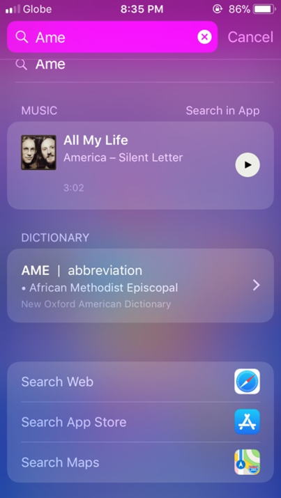 iPhone Search Page