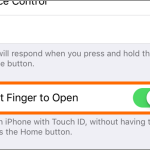 iPhone Settings General Accessibility Home button Rest Finger to Open