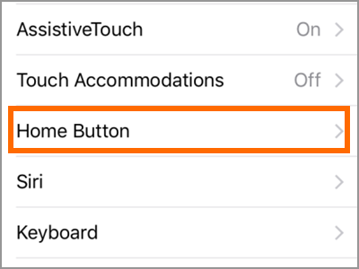 iPhone Settings General Accessibility Home button