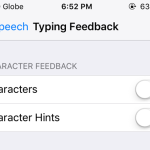 iPhone Settings General Accessibility Speech Typing Feedback Options