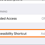 iPhone Settings General Accessibility Touch on Accessibility Shortcut Ask