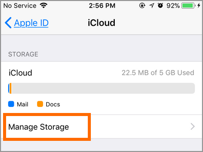 iPhone Settings iCloud Manage Storage2
