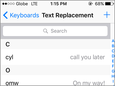 iPhone Text Replacement Add Text Type Shortcut Saved