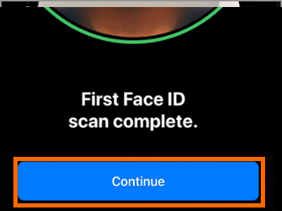 iPhone X Face ID and Passcode Setup Face ID Continue