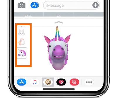 iPhone X Message App Animoji List