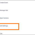 Android Facebook Settings Pages Choose Page More options Edit Settings