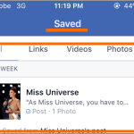 Facebook App More Options SAVED items