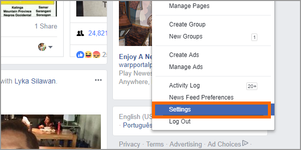 Facebook Web Settings