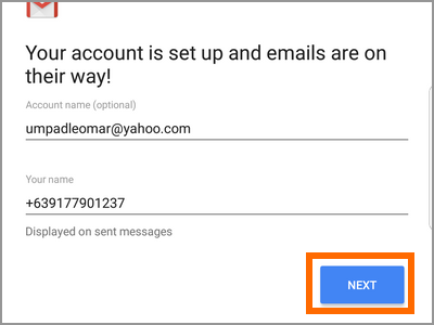 Gmail app account add account other email names NEXT