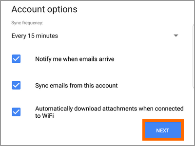 Gmail app account add account other email options NEXT