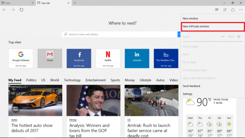  InPrivate in Microsoft Edge