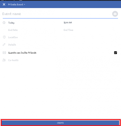 create facebook event