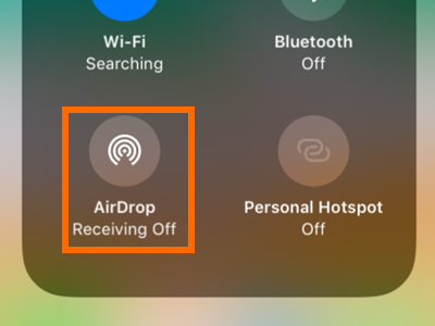 iPhone Control Center Connectivity Tool Box Airdrop